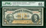1922年加拿大10元样钞，PMG65EPQ, 少见