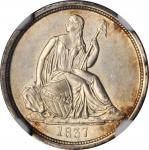 1837 Liberty Seated Dime. No Stars. Fortin-101a. Rarity-2. Large Date. Repunched Date. MS-63 (NGC). 