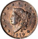 1819/(8) Matron Head Cent. N-2. Rarity-1. Large Date. MS-64 RB (PCGS). CAC.