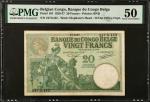 BELGIAN CONGO. Banque du Congo Belge. 20 Francs, 1929-37. P-10f. PMG About Uncirculated 50.
