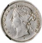1873-H年香港贰毫。喜敦造币厂。 HONG KONG. 20 Cents, 1873-H. Heaton Mint. Victoria. NGC AU-55.
