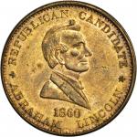 1860 Abraham Lincoln. DeWitt-AL 1860-43. Gilt brass. 27.8 mm. About Uncirculated.