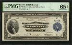 Fr. 708. 1918 $1 Federal Reserve Bank Note. Boston. PMG Gem Uncirculated 65 EPQ. Low Serial Number.
