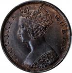 1881年香港一仙。伦敦造币厂。 HONG KONG. Cent, 1881. London Mint. Victoria. PCGS MS-64 Red Brown Gold Shield.