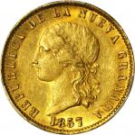 COLOMBIA. 1857 10 Pesos. Bogotá mint. Restrepo M209.1. AU-58 (PCGS).