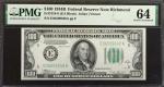 Fr. 2154-E. 1934B $100 Federal Reserve Note. Richmond. PMG Choice Uncirculated 64.
