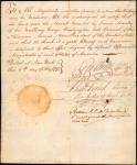 May 6, 1791. Manuscript attestation related to the 1790 George Washington Manley Medal. Fine.