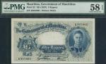 Government of Mauritius, 5 rupees, ND (1937), serial number K927805, blue on multicolour underprint,
