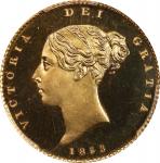 GREAT BRITAIN. 1/2 Sovereign, 1853. London Mint. Victoria. PCGS PROOF-65 Ultra Cameo.