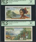 French Antilles, Institut dEmission des Departments dOutre Mer, lot of 2 notes, 10 Nouveaux Francs, 