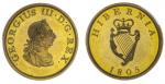 PCGS PR63 | Ireland, George III (1760-1820), Gilt Proof Halfpenny, 1805, in gilt copper, laureate an