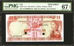 FIJI. Central Monetary Authority of Fiji. 1 to 20 Dollars, ND (1974). P-71s2 to 75s2. Specimens. PMG