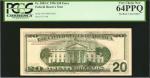 Fr. 2083-C. 1996 $20 Federal Reserve Note. Philadelphia. PCGS Currency Very Choice New 64 PPQ. Full 