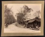 1880年代上海卡德路 (Carter Road)老蛋白照片，十分少见，裱于薄咭纸上，保存良好. 注:卡德路(Carter Road)，为越界筑路之一，今为石门二路，于1908年铺设了上海最早的电车轨