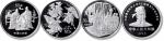 1995-1997年中国古典文学《三国演义》系列纪念银币一组三枚，直径：70毫米，含纯银：5盎司，成色：99.9%，面额：50元，95/96年发行量：500枚，97年发行量：1500枚，精制。正面均为
