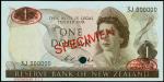 1967-81年新西兰储备银行一圆。样张。