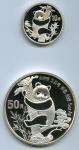 People s Republic of China Two-piece lot of 10 & 50 Yuan silver Panda 1987, KM167 & 168, both choice