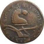 1787 New Jersey Copper. Maris 56-n, W-5310. Rarity-1. Camel Head—Overstruck on a 1787 Connecticut Co