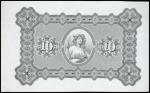 Bank of Auckland, 10pounds, uniface reverse proof on card, 18xx, black on white, maiden with floral 