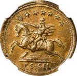 1864 Franz Siegel on Horseback / UNION FOR EVER. Fuld-181/343 b. Rarity-8. Brass. Plain Edge. MS-65 