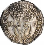 FRANCE. 1/4 Ecu, 1613-(9). Rennes Mint. Louis XIII. NGC Unc Details--Cleaned.
