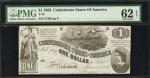 T-44. Confederate Currency. 1862 $1. PMG Uncirculated 62 EPQ.