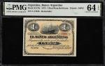 ARGENTINA. Banco Argentino. 1 Real Plata Boliviana, 1873. P-S1478r. Remainder. PMG Choice Uncirculat