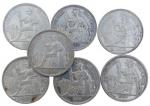 French Indochina, group of 7x Silver Piastres, 1885, 1906, 1907, 1908, 1909, 1922 and 1925,all clean