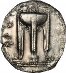 Greek Coins, Bruttium, Kroton. AR Stater, c. 530-500 BC. HN Italy 2075. SNG ANS 227. 6.89 g.  30 mm.