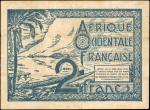 FRENCH WEST AFRICA. Afrique Occidentale Francaise. 2 Francs, ND (1944). P-35. Choice Very Fine.