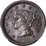 1849 Braided Hair Cent. N-27. Rarity-4. MS-65 BN (PCGS). CAC.