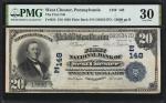 West Chester, Pennsylvania. $10 1902 Plain Back. Fr. 624. The First NB. Charter #148. PMG Very Fine 