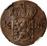 NETHERLANDS EAST INDIES. 1/2 Stuiver, 1826-S. Utrecht Mint. NGC MS-61 Brown.