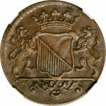 1754-VOC年荷兰东印度1Duit。 NETHERLANDS EAST INDIES. Dutch East India Company. Utrecht. Duit, 1754. NGC AU-