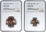 PHILIPPINES. Duo of Copper Issues (2 Pieces), 1903 & 1905. Philadelphia Mint. Both NGC Certified.