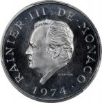 MONACO. Platinum 1000 Francs, 1974. Paris Mint. Rainier III. PCGS SPECIMEN-68.