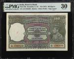 1937年印度储蓄银行100卢比。INDIA. The Reserve Bank of India. 100 Rupees, ND (1937). P-20n. PMG Very Fine 30.