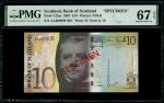 2007年苏格兰银行10镑样票，编号AA000000，PMG 67EPQ