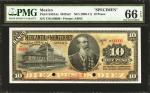 MEXICO. Banco Mercantil de Monterrey. 10 Pesos, ND (1906-11). P-S353As; M425s2. Specimen. PMG Gem Un
