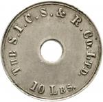 10 LBS token CuNi undated Panawatte Estate, the S. I. C. S. &R[ubber] Co Ltd. Extremley fine, small 
