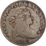 1797 Draped Bust Silver Dollar. BB-71, B-3. Rarity-2. Stars 10x6. VF-30 (PCGS).