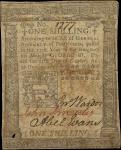 PA-185. Pennsylvania. October 25, 1775. 1 Shilling. Fine.
