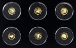 2001年英国人岛哈利波特系列金克朗一组6枚，含金共0.24盎司，连盒及证书，全球发行10000枚