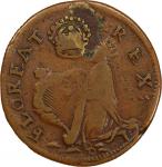 Undated (ca. 1652-1674) St. Patrick Farthing. Martin 7b.1-Ea.2, W-11500. Rarity-5. Copper. Large 8 B