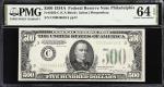 Fr. 2202-C. 1934A $500 Federal Reserve Note. Philadelphia. PMG Choice Uncirculated 64 EPQ.