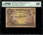 Sarawak, $5, 1929 (KNB21a;P-15) S/no. B/2 315332, PMG 20, Stained1929年沙捞越5元