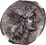 ROMAN REPUBLIC. D. Silanus L.f. AR Denarius (3.88 gms), Rome Mint, 91 B.C. NGC Ch AU, Strike: 4/5 Su