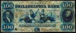 Philadelphia, Pennsylvania. Philadelphia Bank. January 1, 1858. $100. Fine.