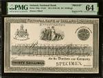 IRELAND. National Bank. 30 Shillings, ND (1843-56). P-185p. Proof. PMG Choice Uncirculated 64.