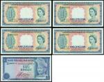 Mixed lot of Malay & British Borneo and Malaysia,consecutive run of four $1, 1953, serial number A/7